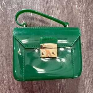Furla Jelly Mini Top Handle Bag Handbag Clear Green Patent Gold Lock
